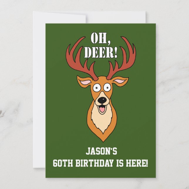 Oh Deer 60th Birthday Personalised Invitation (Front)