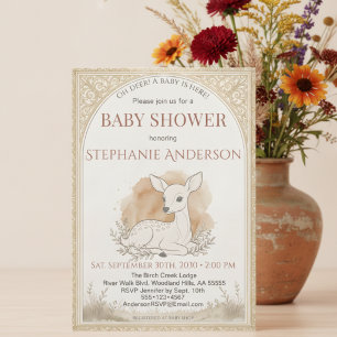 Oh Deer A Baby Is Here Fawn Shower Invitation