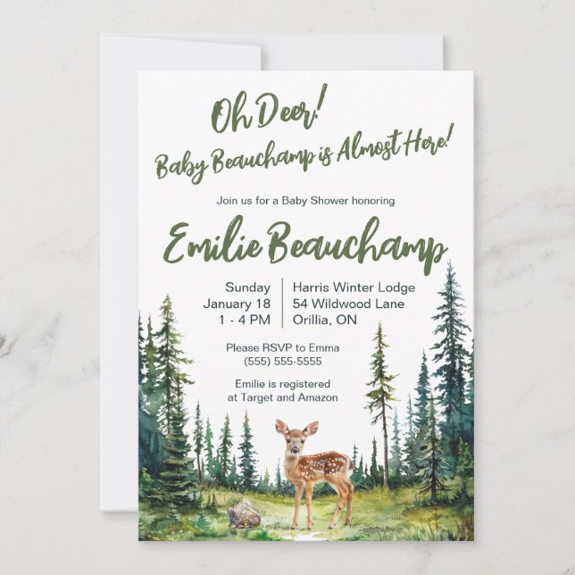 Oh Deer!  A New Baby is Almost Here! Baby Shower Invitation (Front)
