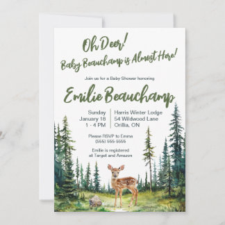 Oh Deer!  A New Baby is Almost Here! Baby Shower Invitation