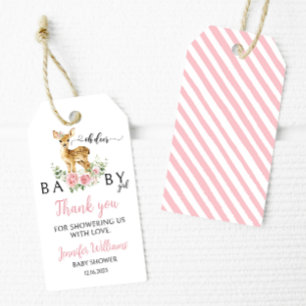 Oh deer baby girl shower thank you Gift Tags