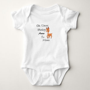 Oh Deer, Baby Is Here Baby Clothes, Personalised  Bodysuit