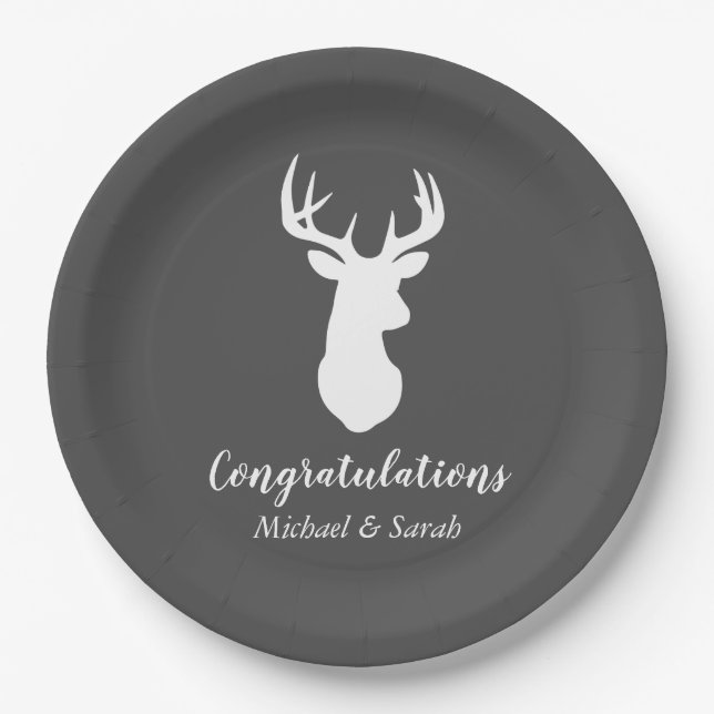 Oh Deer Baby SHower Blue Boy Paper Plate (Front)
