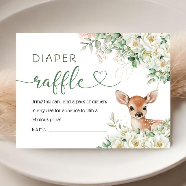 Oh Deer Baby Shower Gender Neutral Diaper Raffle  Enclosure Card (Creator Uploaded)