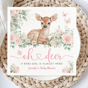 Oh Deer Baby Shower Girl Pink Paper Napkin