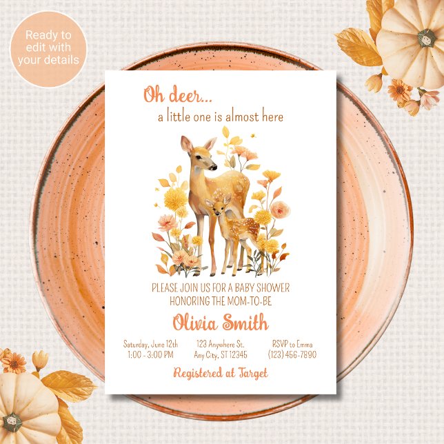 Oh Deer Baby Shower Invitation Fall Theme (Creator Uploaded)