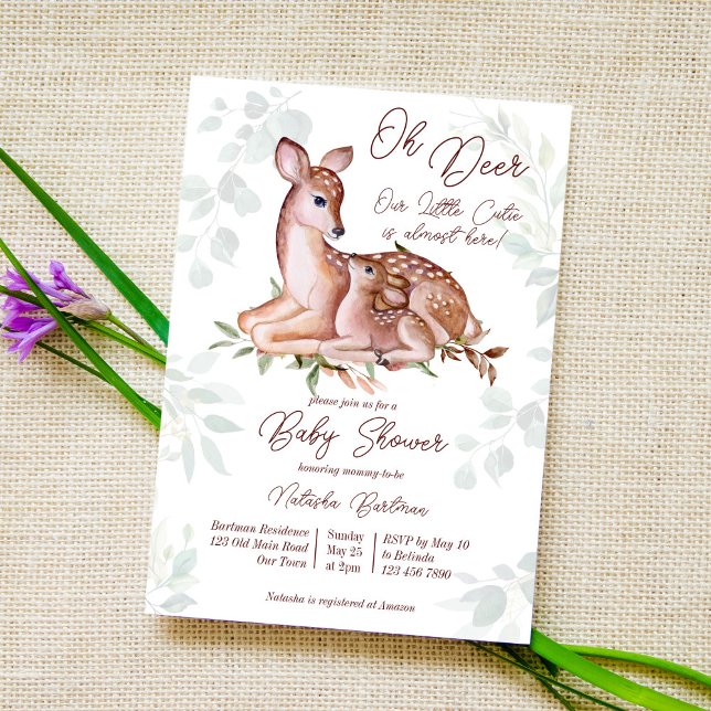 Oh deer baby shower invitation template (Creator Uploaded)