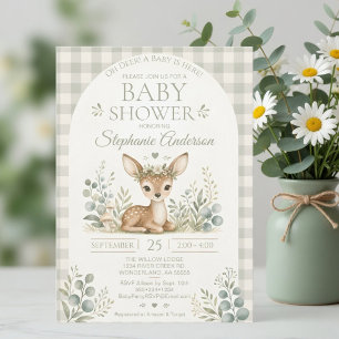 Oh Deer Baby Shower Invitation Woodland Sage Green