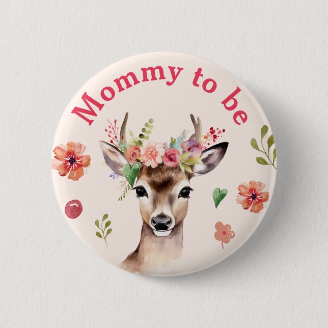 Oh Deer Baby Shower Mummy To Be Button (Front)