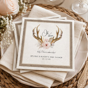 Oh Deer Baby Shower Napkins – Woodland Floral Antl