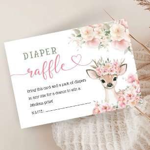 Oh Deer Baby Shower Pink Diaper Raffle  Enclosure Card