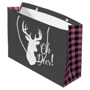 Oh Deer Baby Shower Pink Large Gift Bag