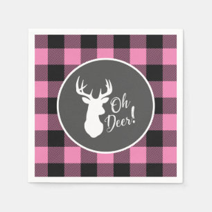 Oh Deer Baby Shower Pink Napkin