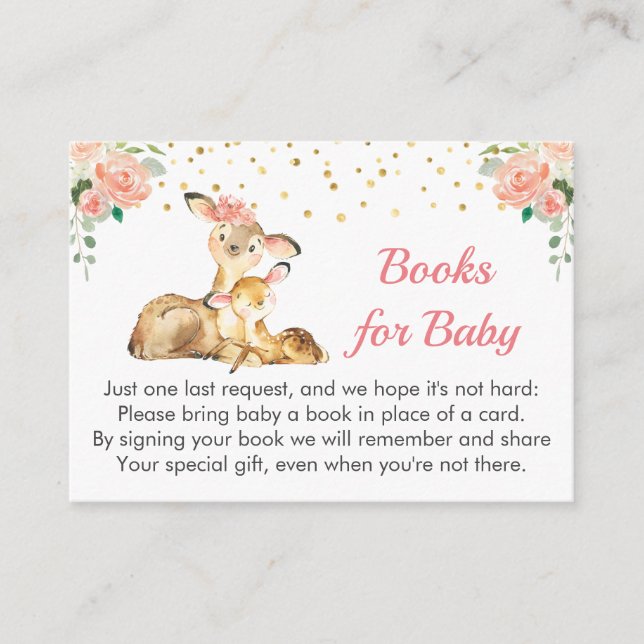Oh Deer Baby Shower Sprinkle Girl Book Request Enclosure Card (Front)