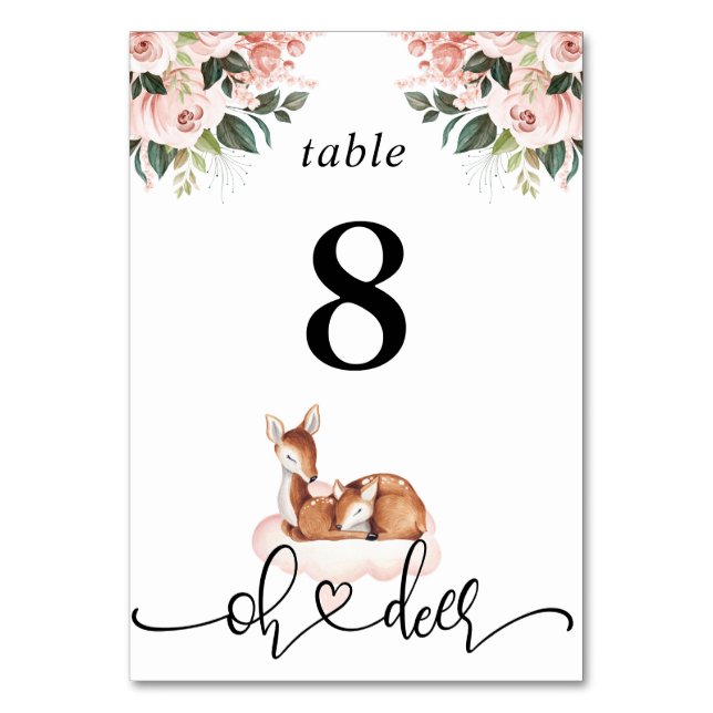 Oh Deer Baby Shower Table Numbers (Front)