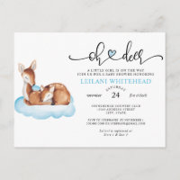 Oh Deer Baby Shower Watercolor Blue Cloud