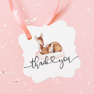 Oh Deer Baby Shower Watercolor Floral Thank You Favour Tags