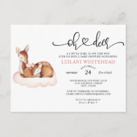 Oh Deer Baby Shower Watercolor Pink Cloud Invite