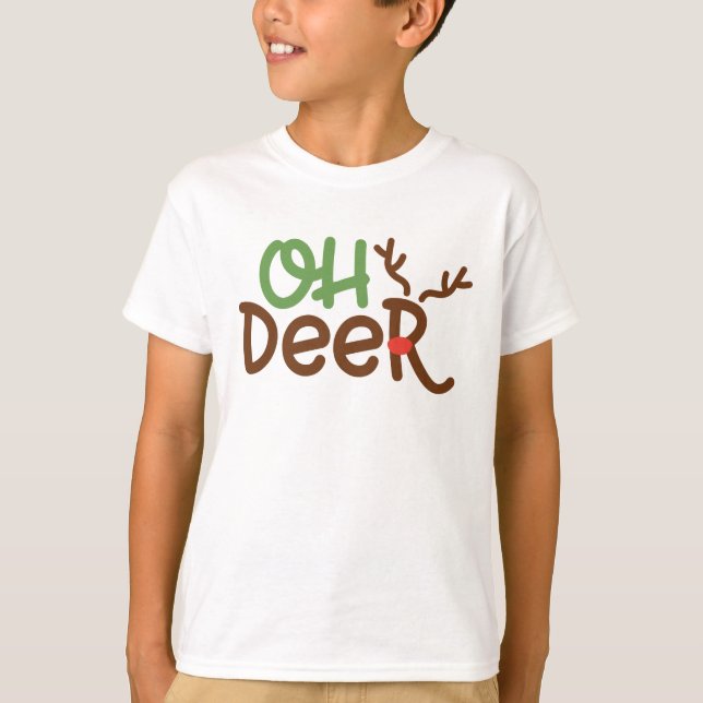 Oh Deer Boys’ Christmas Shirt – Fun Holiday Tee (Front)