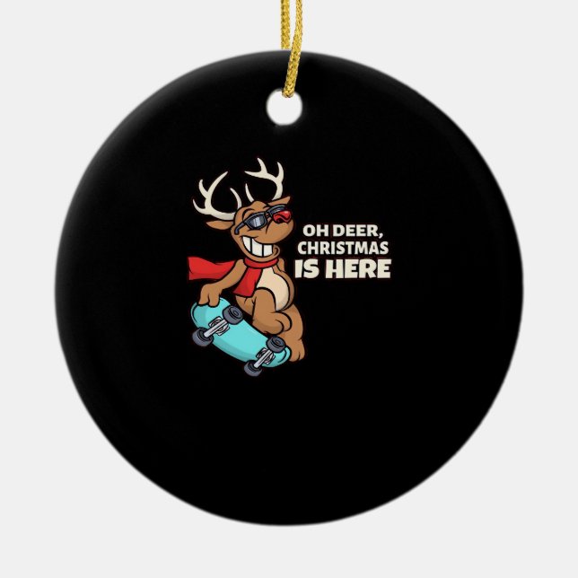 Oh Deer Christmas Celebration Holiday Design Ceramic Tree Decoration (Front)