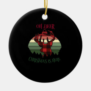 Oh Deer Christmas Is Here Joyful Aesthetic Ceramic Tree Decoration