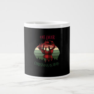 Oh Deer Christmas Is Here Joyful Aesthetic Large Coffee Mug