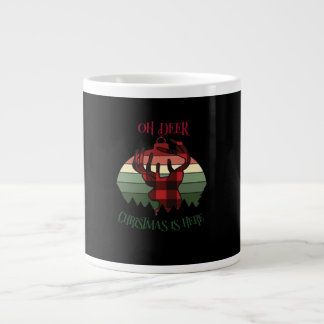 Oh Deer Christmas Is Here Joyful Aesthetic Large Coffee Mug