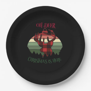 Oh Deer Christmas Is Here Joyful Aesthetic Paper Plate