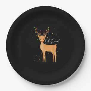 Oh Deer Christmas Light Pajama Cute Reindeer Holid Paper Plate