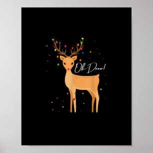 Oh Deer Christmas Light Pajama Cute Reindeer Holid Poster