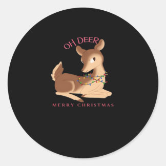 Oh Deer Christmas Modern Design Classic Round Sticker