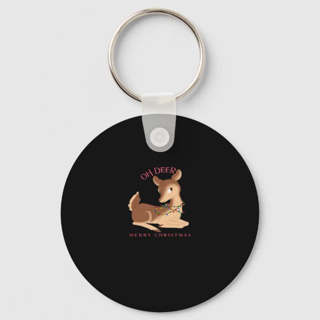 Oh Deer Christmas Modern Design Key Ring (Front)