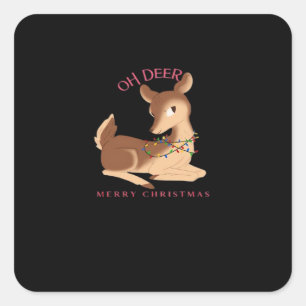 Oh Deer Christmas Modern Design Square Sticker