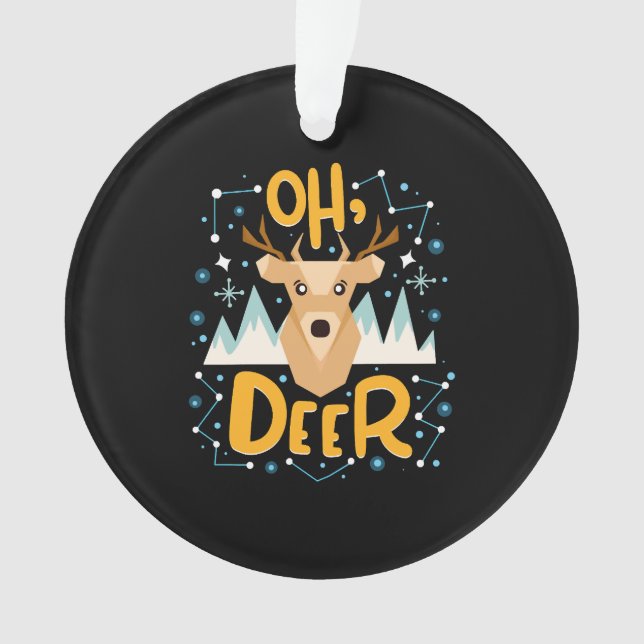 Oh Deer Christmas Pun Ornament (Front)