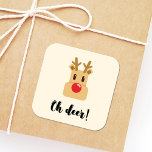 Oh Deer Christmas Square Sticker<br><div class="desc">Oh Deer,  a simple and funny Christmas design.</div>