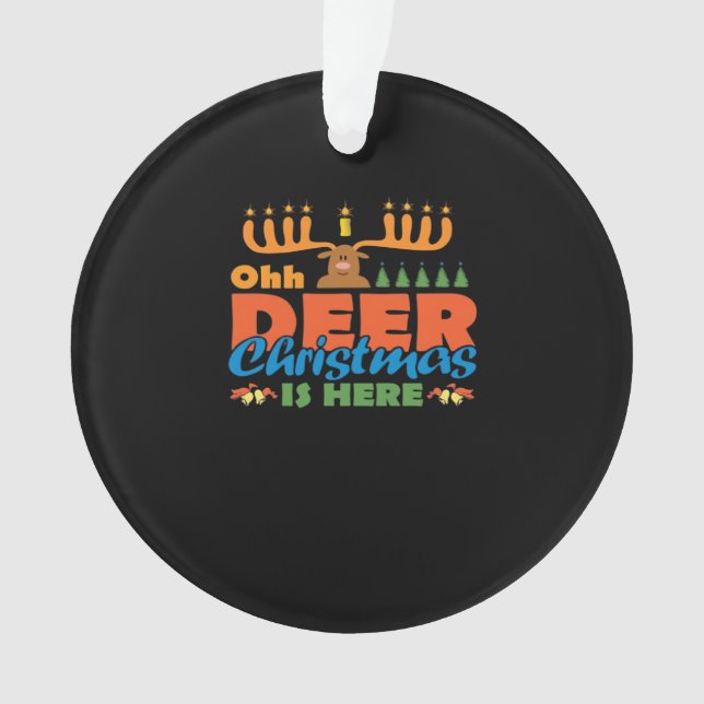 Oh Deer Christmas Too Classic HoliAcrylic Ornament (Front)