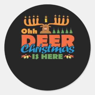 Oh Deer Christmas Too Classic Holiday Style Classic Round Sticker