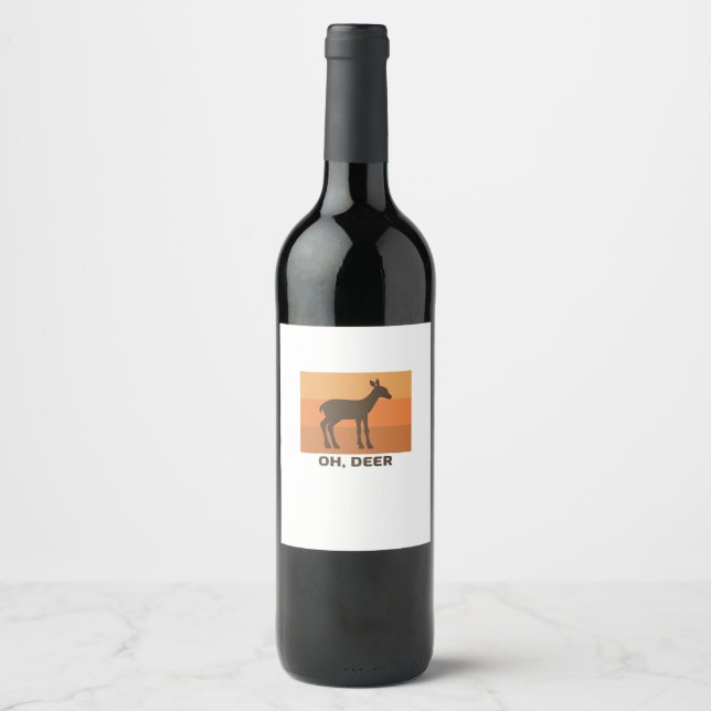 Oh Deer Classic Simple Design  Wine Label (Front)