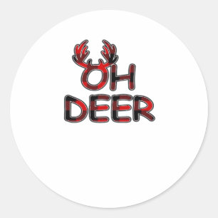Oh Deer Clean Layout Classic Round Sticker