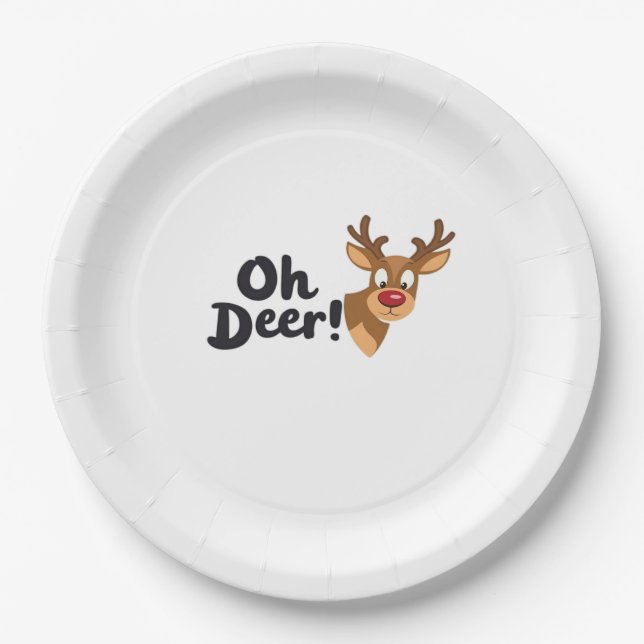 Oh Deer Clean Minimal Seeing  Paper Plate (Front)