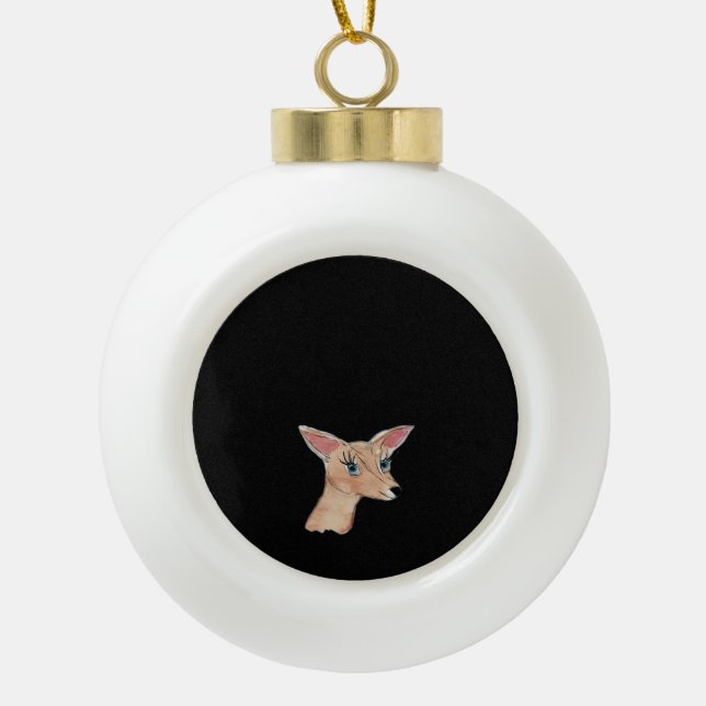 Oh Deer Clean Modern   Ceramic Ball Christmas Ornament (Front)