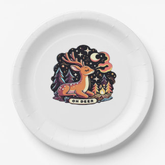 Oh Deer Contemporary Graphic Vibe Paper Plate