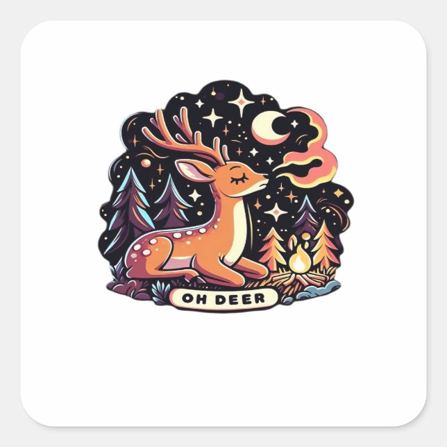 Oh Deer Contemporary Graphic Vibe  Square Sticker (Front)