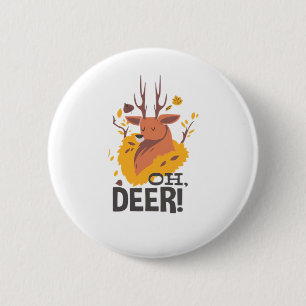 Oh Deer Contemporary Minimal Look 6 Cm Round Badge