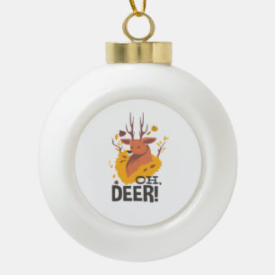 Oh Deer Contemporary Minimal Look Ceramic Ball Christmas Ornament