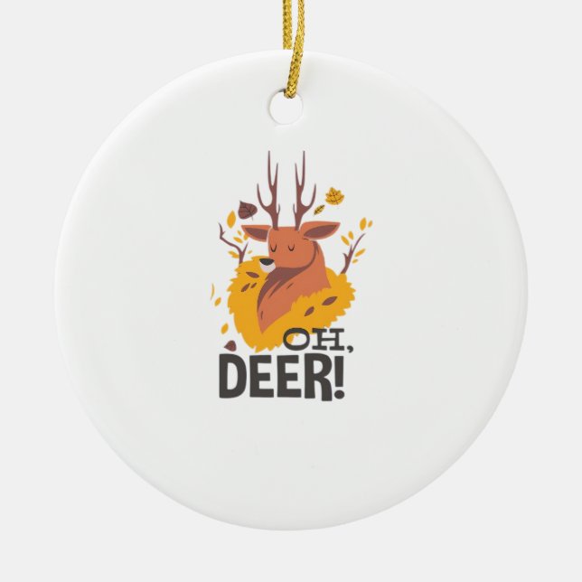 Oh Deer Contemporary Minimal Look Ceramic Tree Decoration (Front)