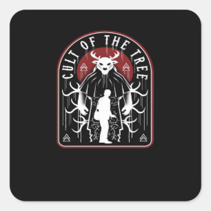 Oh Deer Cult Of The Tree Artistic Style Square Sticker