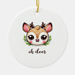 Oh Deer Cute Deer Minimal Design Ceramic Tree Decoration