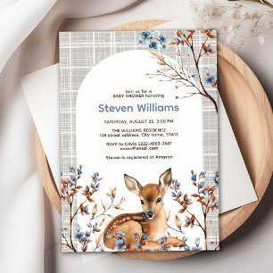 Oh deer cute forest rustic florals baby shower invitation
