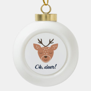 Oh Deer Deer Love Save The Deer Creative Design Ceramic Ball Christmas Ornament